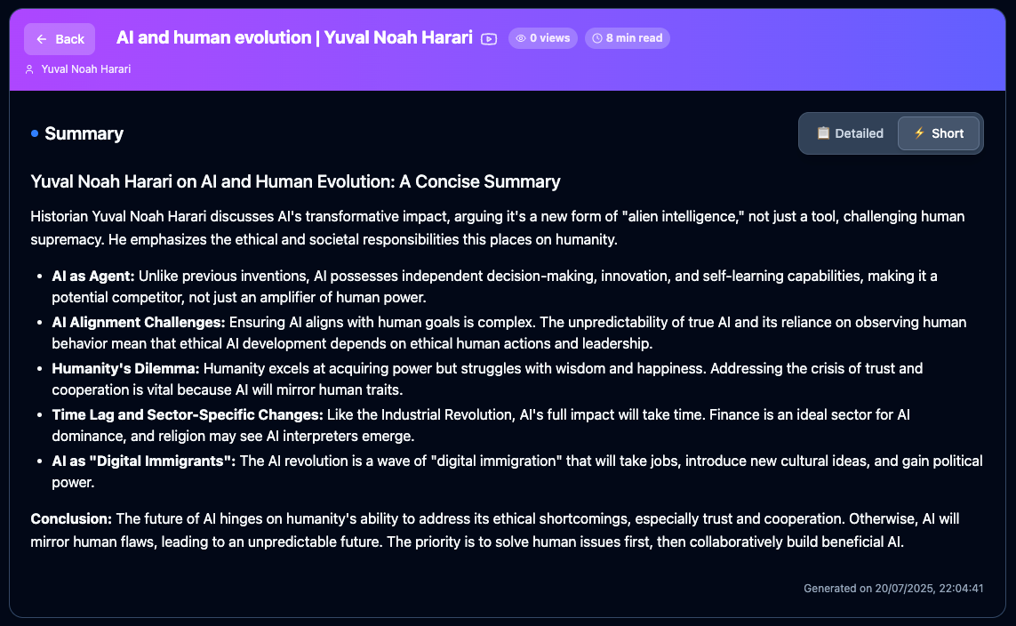 Short or Detailed Summaries